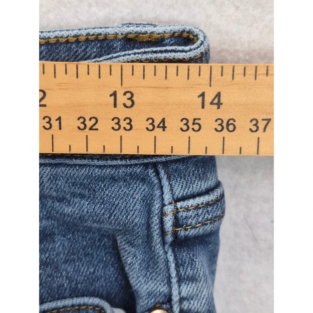 Judy Blue High Rise Skinny Jeans Women's 29 Blue Frayed Shark Bite Hem